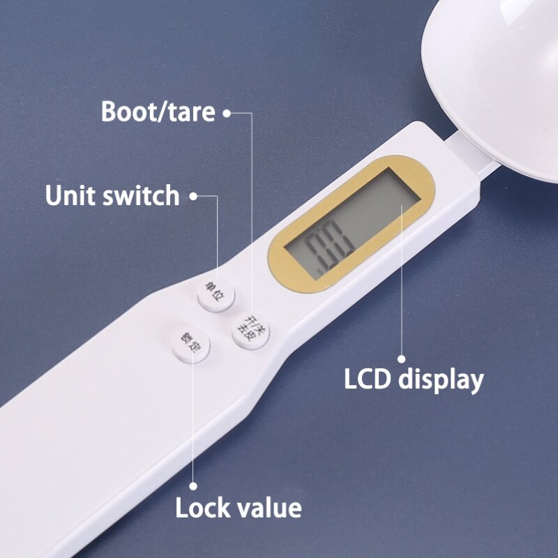 Weighing Spoon Scale Home Kitchen Tool Electronic Measuring Coffee Food Flour Powder Baking LCD Digital Measurement adjustable
