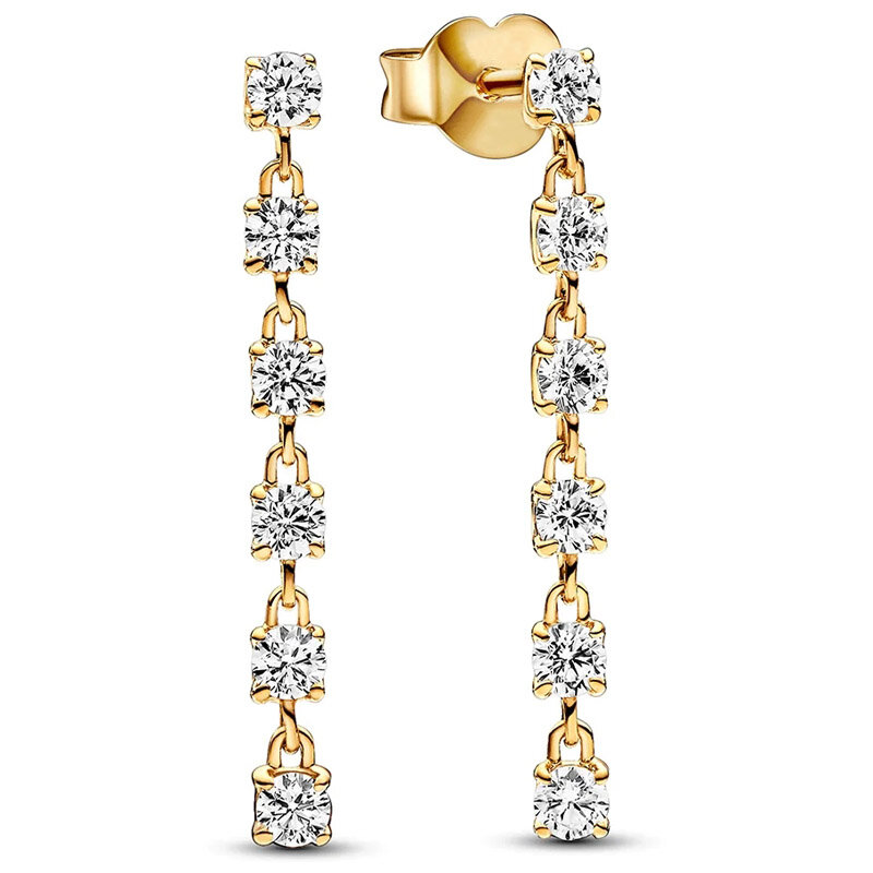 New 925 Sterling Silver Herbarium Cluster Timeless Single-row Pear Halo Stones Earring For Women Birthday Gift Fashion Jewelry
