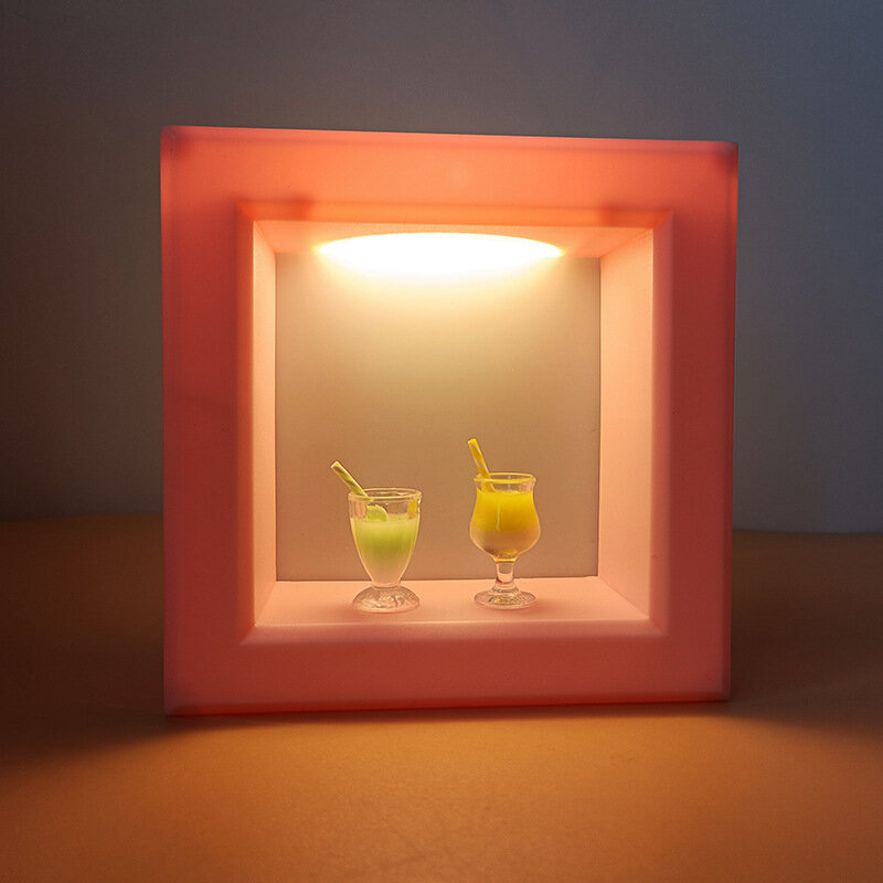 사각형 창 야간 조명 DIY 사진 프레임, 야광 장식 LED 책상 램프, 침실 침대 옆 조명, 어린이용 선물, 3 AAA 배터리