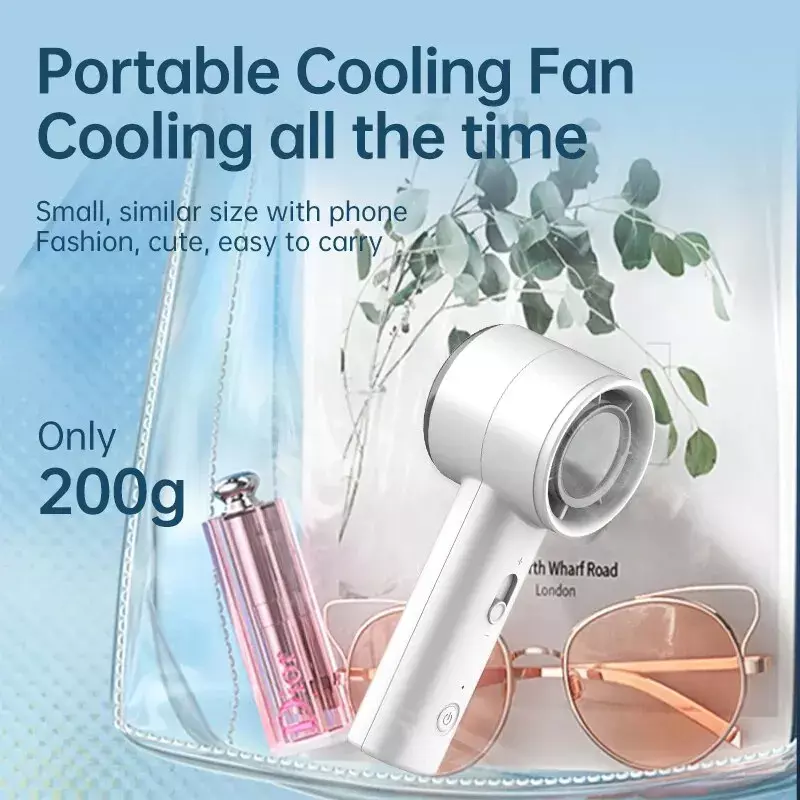 Portable Handheld Fan, Adjustable Turbo Mini Fan,4000mAh Battery Rechargeable Personal Fan with Metal Body for Travel Camping
