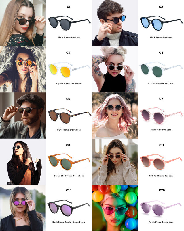 نظارات شمسية مستقطبة للرجال والنساء من زينوتتيك ، إطار دائري صغير ، نظارات شمسية عتيقة ، عدسة بولارويد ، نظارات UV400 ، ظلال ،