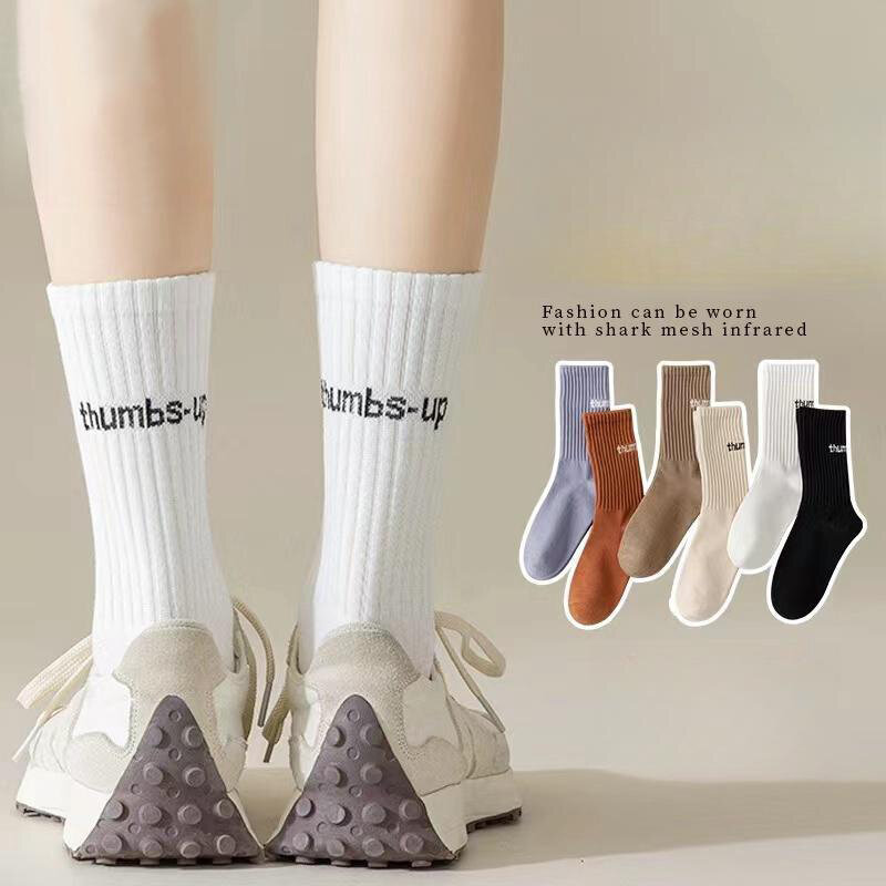 Теплые и холодные уличные японские носки, забавные носки средней длины с милым принтом, модные женские носки для скейтборда