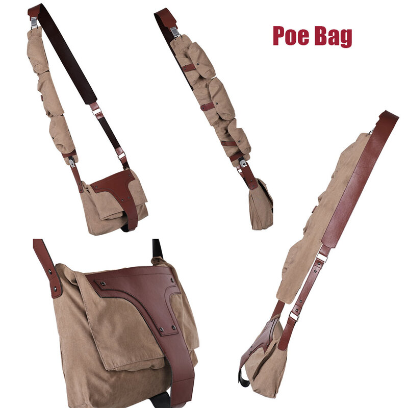 Poe Cosplay Roleplaying Bag Adult Men Fantasia Space Battle Shoulder Bags Costume Accessories Dress Up Halloween Carnival Props