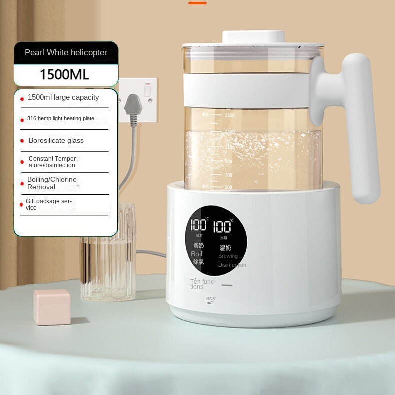 1500ml chaleira de vidro constante temperatura elétrica 220v multi função inteligente esterilizador automático leite do bebê aquecedor água