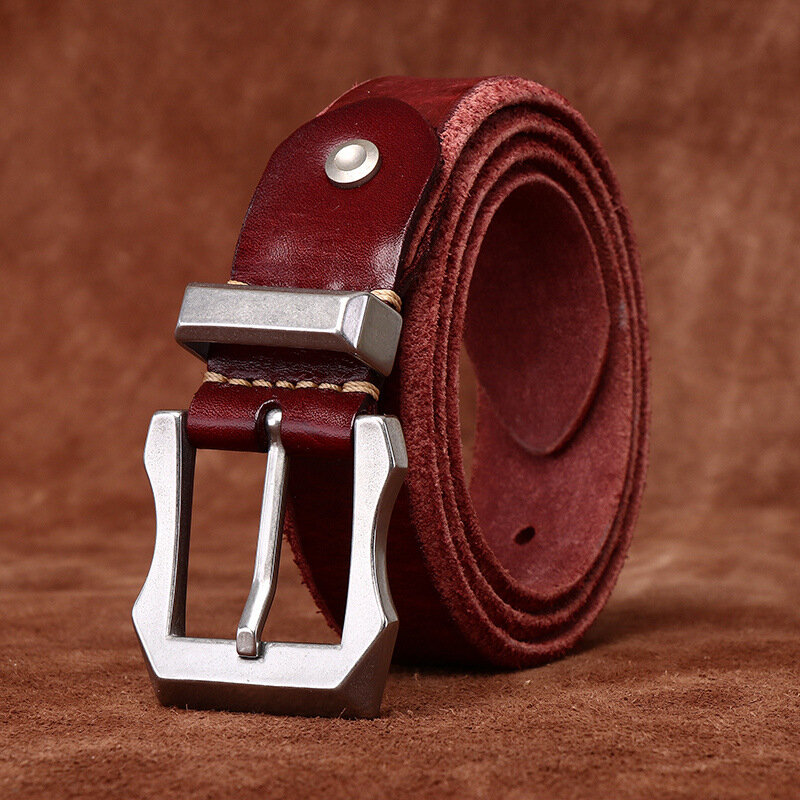 3.8CM Fashion Men's Belt Genuine Leather Pure Cowhide Stainless Steel Buckle Vintage Belt for Male Jeans Man Luxury Designer