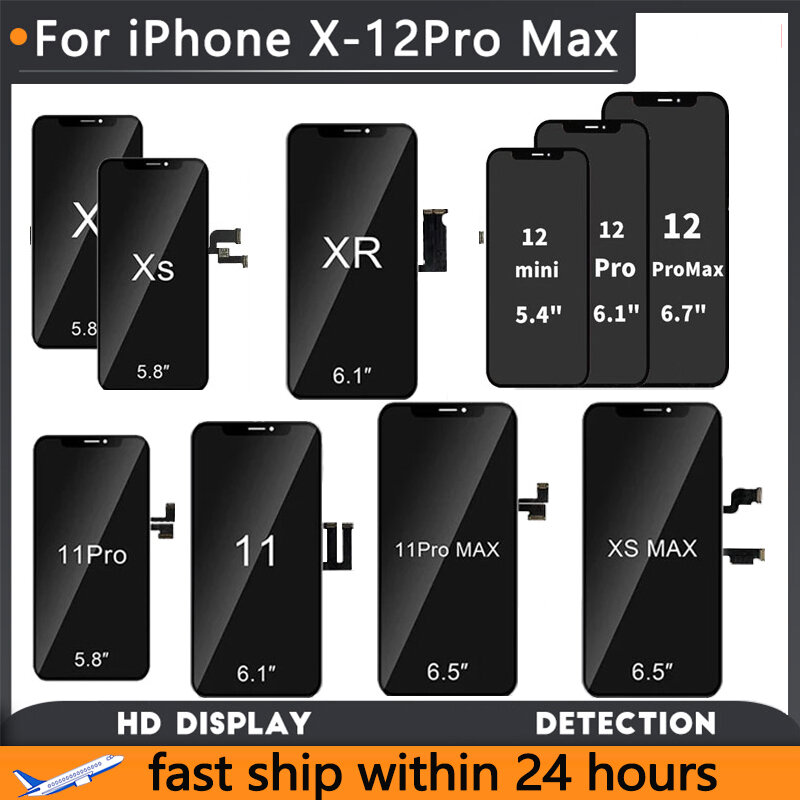 Pantalla Lcd OLED OEM para iPhone X, XR, Xs, Max, 11 Pro, Max, 12 Pro, montaje de digitalizador con pantalla táctil, sin píxeles muertos de repuesto