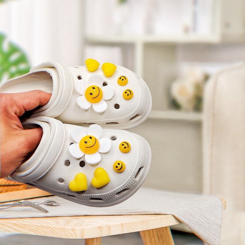 Sandalias de flores versátiles para niños, accesorios para zapatos de girasol, zapatos de flores, decoración de hebilla, zapatos de verano