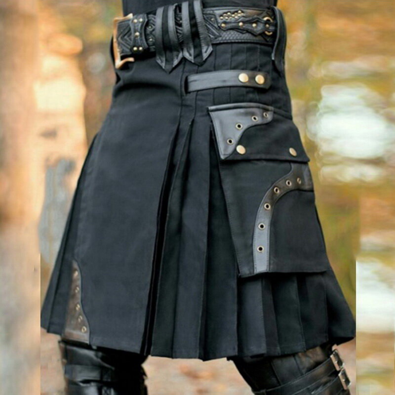 Falda escocesa con patrón de cuadros para hombre, falda clásica de Metal, Retro, con personalidad, novedad de 2021