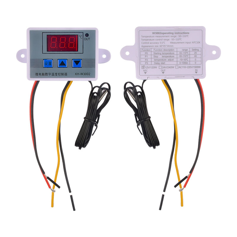 Bộ điều khiển nhiệt độ XH-W3002 AC110V-220V DC12V/24V LED Bộ điều khiển nhiệt kỹ thuật số Micro Switch Bộ cảm biến điều chỉnh nhiệt độ