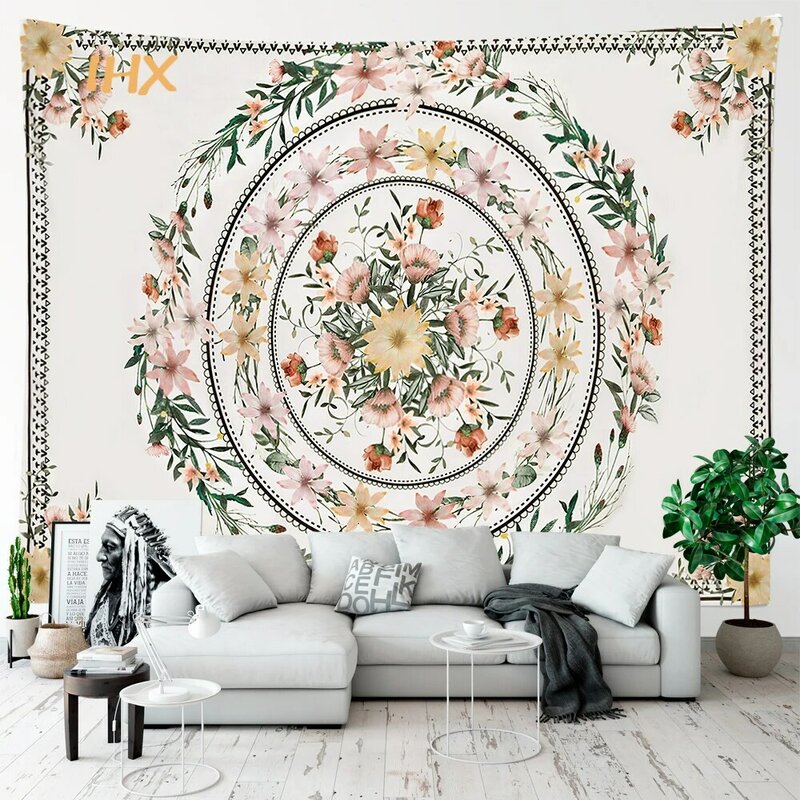 Tapiz de Mandala para colgar en la pared, decoración de habitación Hippie Bohemia, suministros de brujería, tapiz de techo de dormitorio, decoración estética del hogar