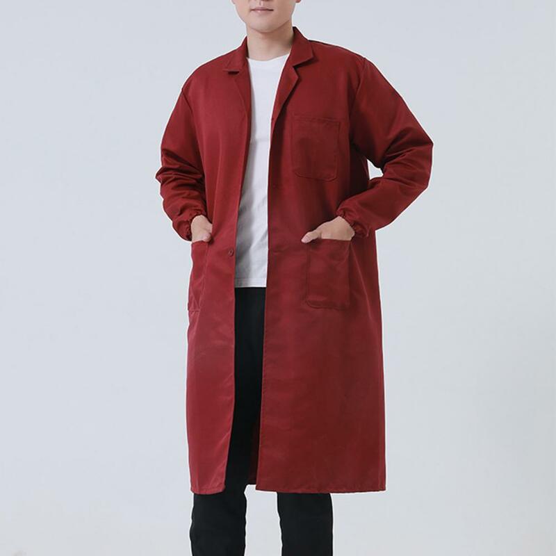 1Pc Longtended Overalls with Pockets Doctor Coat Thickened Dustproof Men's Long Coat for Doctor Food Laboratory Beauty Salon