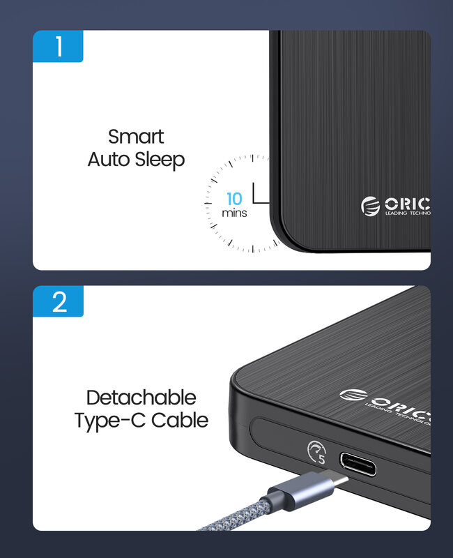 Custodia per HDD ORICO 6Gbps custodia per disco rigido da 2.5 pollici SATA a USB 3.1 compatibile 7mm-9.5mm 2.5 "SATA III / II / I HDD e SSD Box