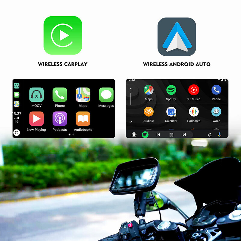 Navigateur GPS étanche pour moto, Carplay, Navigation, Android, Auto, 5"