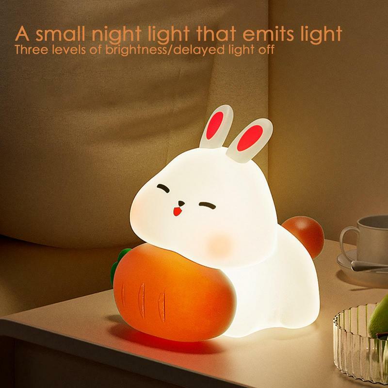Groot Gezicht Konijn Licht Siliconen Nachtlampje 3 Niveau Dimbaar Aanraakgevoelige Oplaadbare Nachtlampje Voor Kinderen Rustgevende Bedtijd
