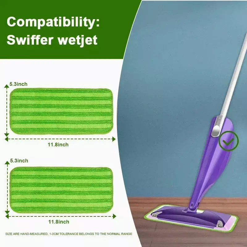 Bantalan pel mikrofiber, 2PCS dapat digunakan kembali untuk Swiffer Jet basah untuk bantalan basah dan kering aksesoris pembersih kain debu rumah tangga