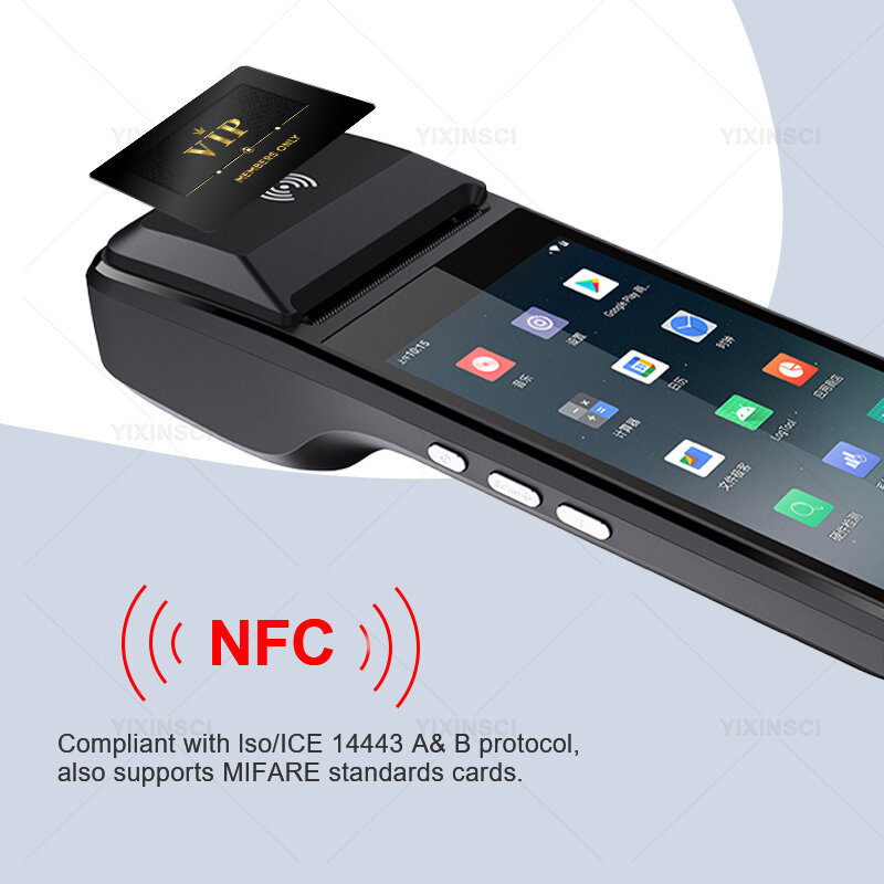 POS แบบมือถือ POS PDA Terminal WIFI 4G NFC พร้อมบลูทูธ2 + 16GB Mobile TOUCH POS 58mm Printer สนับสนุน Google Play Android11ใหม่
