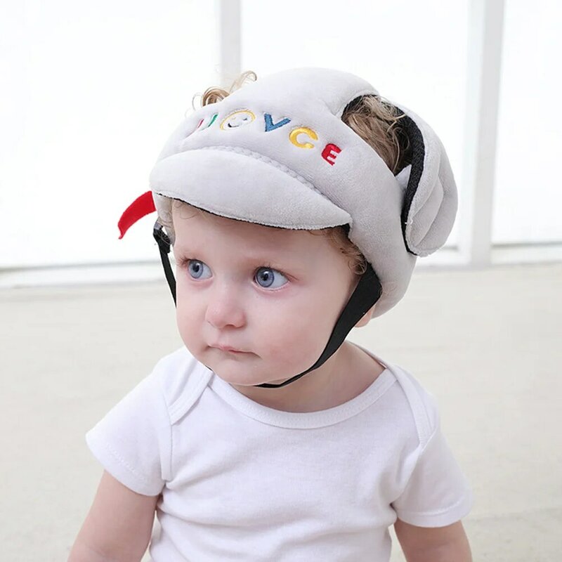 Adjustable Toddler Safety Hat Infant Head Protection Hat Learn to Walk Headguard(Grey)