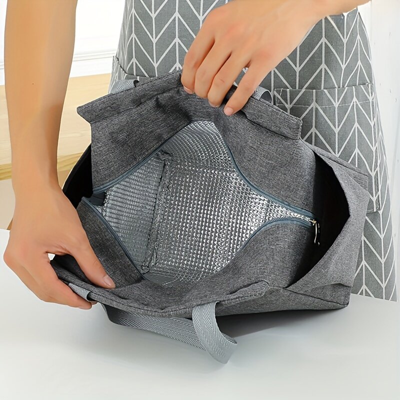 O ~ Z Letter Impresso Nylon Lunch Bag com Zipper, saco de isolamento impermeável, adequado para homens e mulheres, trabalho, piquenique, viagens, gelo