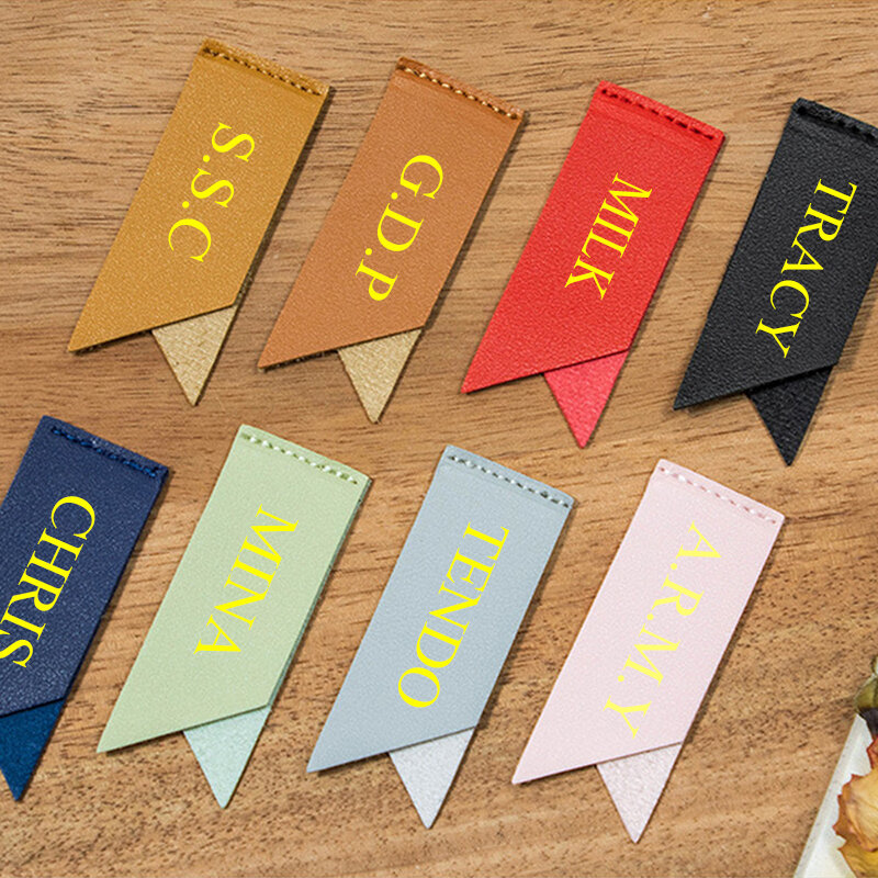 Custom Initials Leather Bookmark Student School Stationery Engeve Logo Cute Book Page Marker Activity Souvenir Graduation Gift