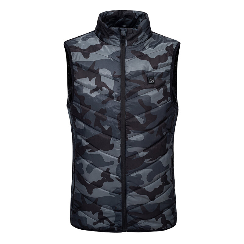 Lntelligent electric heating camouflage vest heating ultra light temperature control outdoor bicycle fishing fashion warm vest