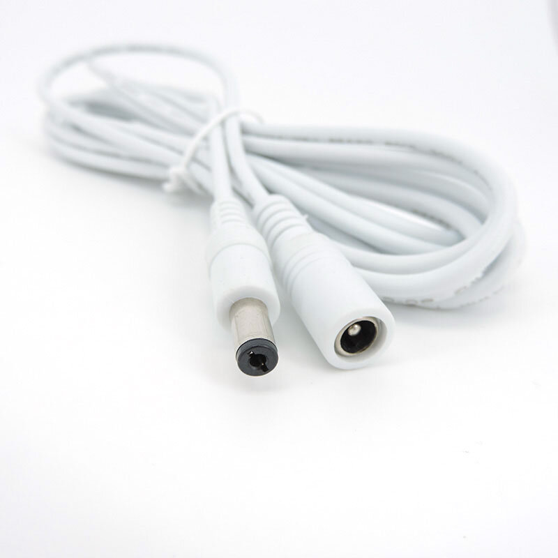 Rallonge de câble d'alimentation CC pour bande lumineuse, adaptateur mâle vers femelle vers mâle, blanc, noir, 1m, 12V, 24V, 5.5mm x 2.1mm