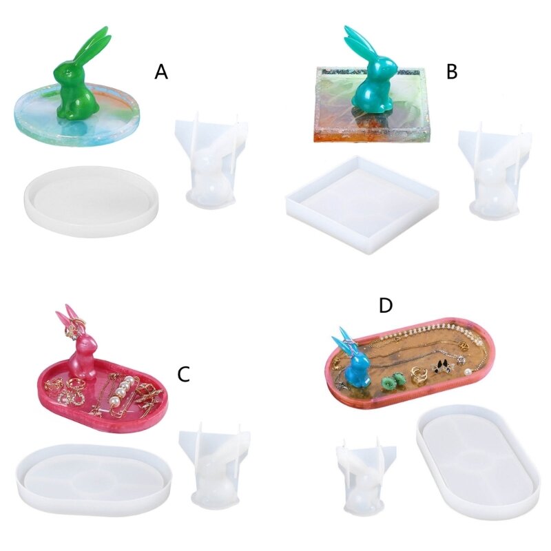Rabbit Storage Tray Silicone Mold Epoxy Resin Mold for DIY Plate Ornament