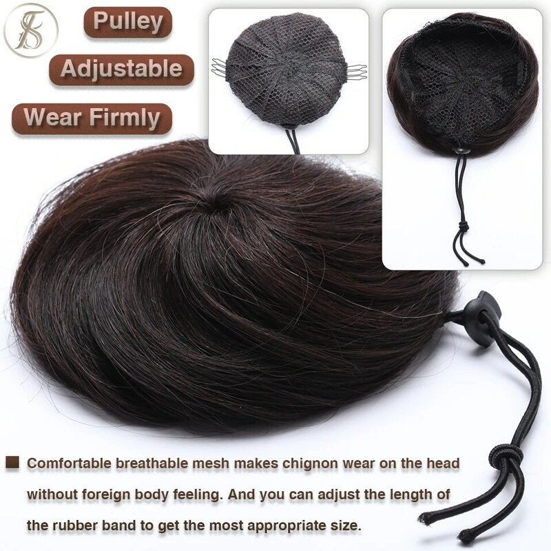 TESS 30 г шиньон для пучка волос 100% человеческие волосы пончик коричневые светлые головные уборы оборачивающиеся искусственные Вьющиеся Цветные шиньоны