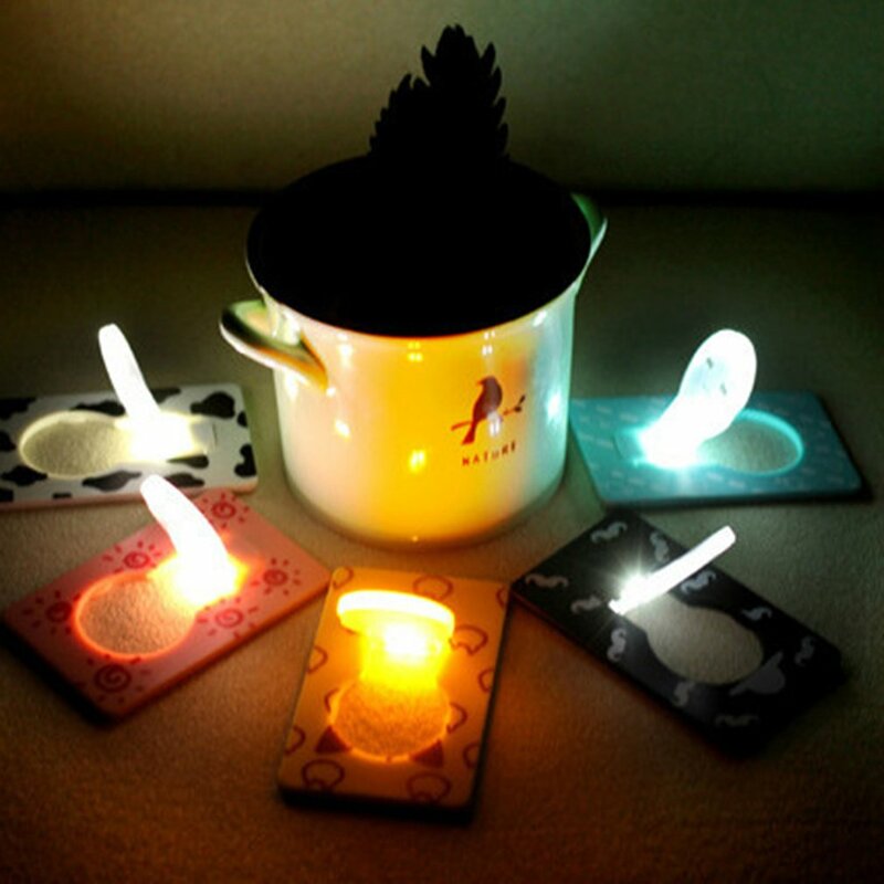 1pcs Mini Foldable LED Card Night Light Cartoon Mood Lamp Battery Operated Drop Shipping 11 Pattern 11 Colors