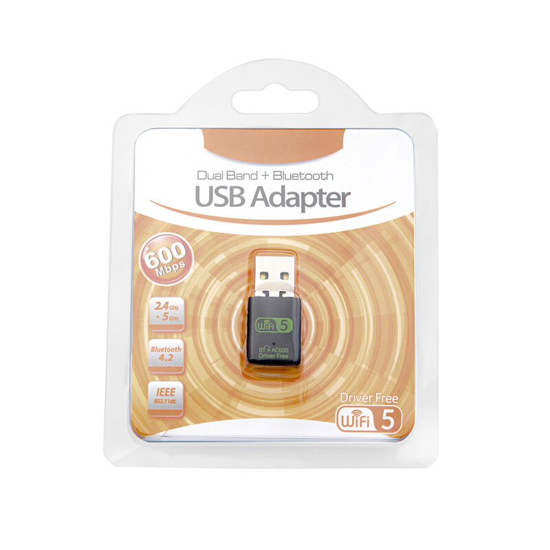 Adaptateur Wifi USB compatible Bluetooth, pilote BT gratuit, dongle USB, bande touristique, LAN Ethernet, carte réseau, 600Mbps