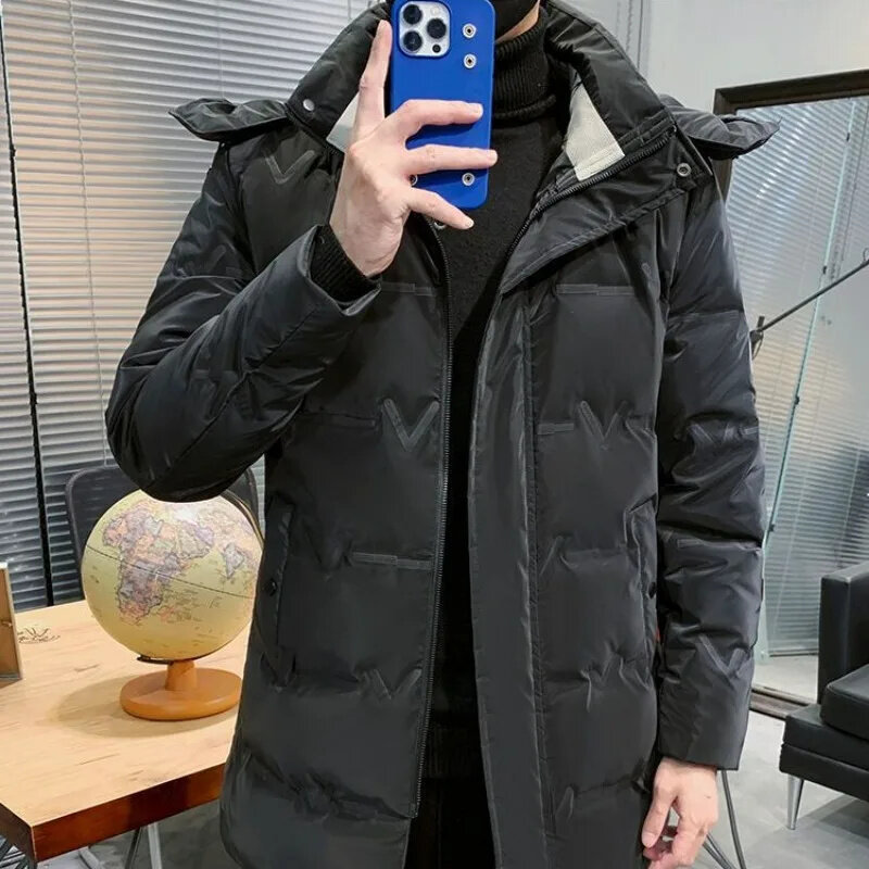 New 2024 down Jacket Men MidLength Windproof Waterproof Winter Extremely Cold Young and Middle-Aged Thickened Coat Wash-Free