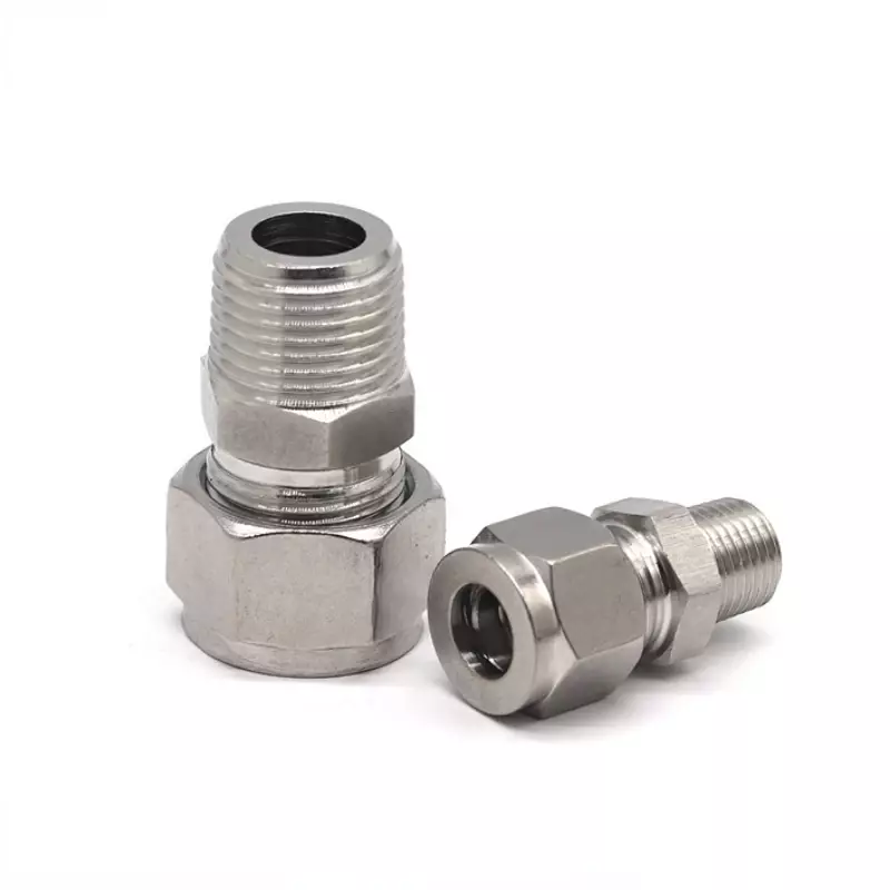 SS 304 Stainless Steel Double Ferrule Compression Connector 6mm 8mm 10mm 12mm Tube to 1/8" 1/4" 3/8" 1/2" Male  Pipe Fitting