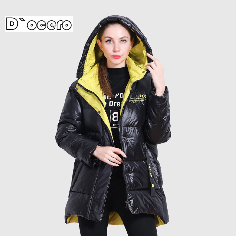DOCERO 2022 New Winter Jacket Women Casual Loose Thick Parkas Quilted Fashion Bright Colors Hooded Warm Winter Coat Outerwear