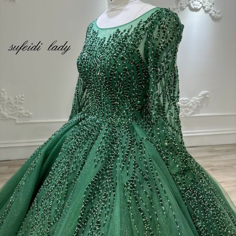 Arab Muslim green wedding dress 2023 bride wedding dress