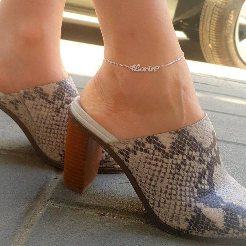 Piede alla caviglia con nome personalizzato per donna cavigliere in oro personalizzate in acciaio inossidabile per ragazza regalo da festa di moda con gioielli da spiaggia bohémien