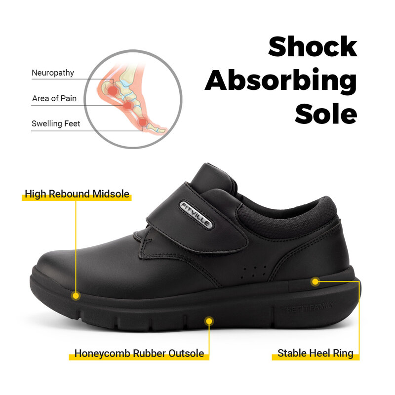 FitVille zapatos para diabéticos para hombre, calzado informal Extra ancho para caminar, ortopédico, pies hinchados, antideslizante, ligero