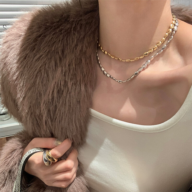 Kalung emas asli 18K logam paduan temperamen Senior Fashion untuk wanita anak perempuan hadiah pesta aksesoris perhiasan