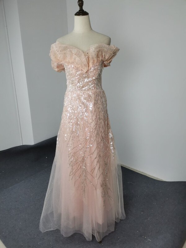 Роскошное блестящее женское платье с оборками без бретелек, вечерние свадебные платья для женщин, блестящее розовое платье, платье