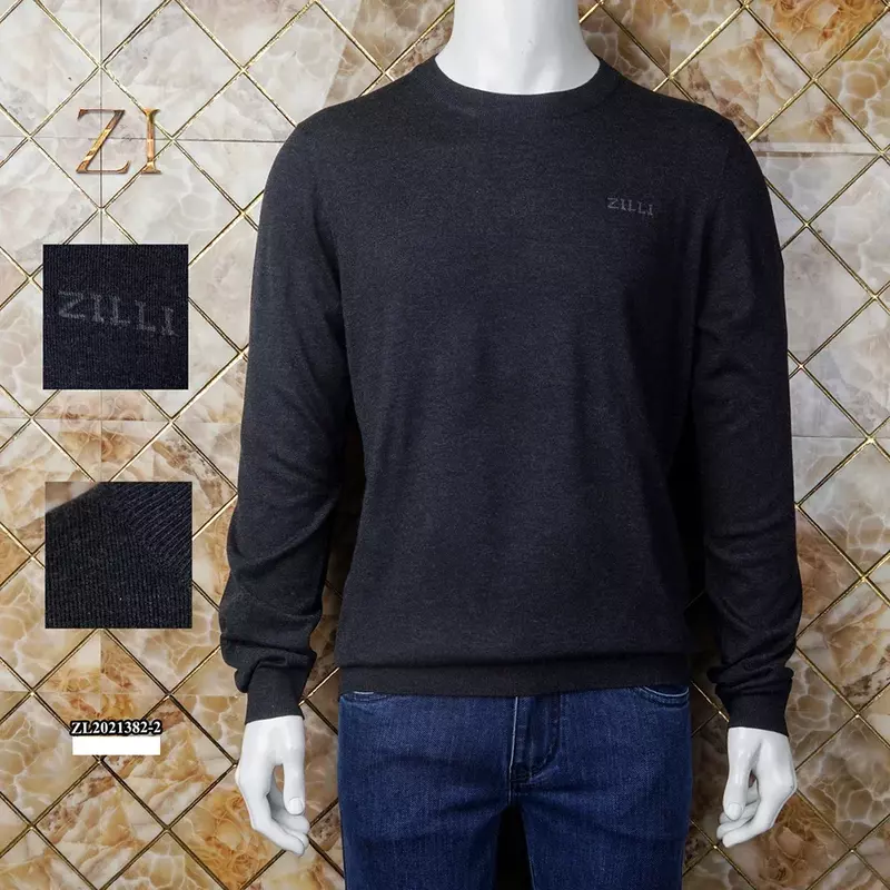 OECHSLI-suéter de cachemira para hombre, suéter de cuello redondo cálido, elástico de punto, talla grande, M-4XL, otoño e invierno, 2024