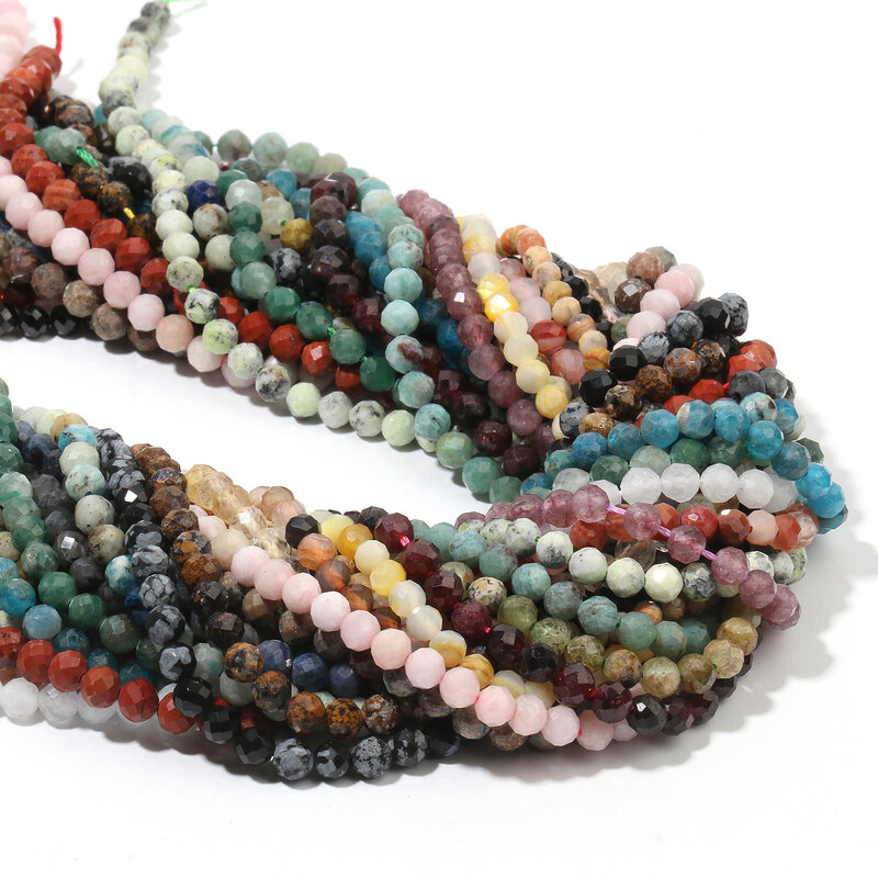 Natural Facetada Citrino Opal Jade Onyx Gem Stone Beads, Contas Minerais Redondas para Fazer Jóias, Acessórios Pulseira DIY, 2mm, 3mm, 4mm