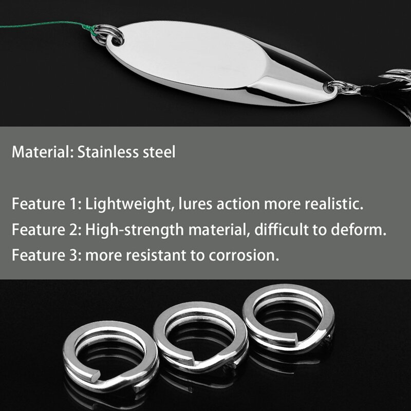 500Pcs Stainless Steel Fishing Split Rings,Fishing Heavy Duty Lure Rings Durable Easy Install Easy To Use