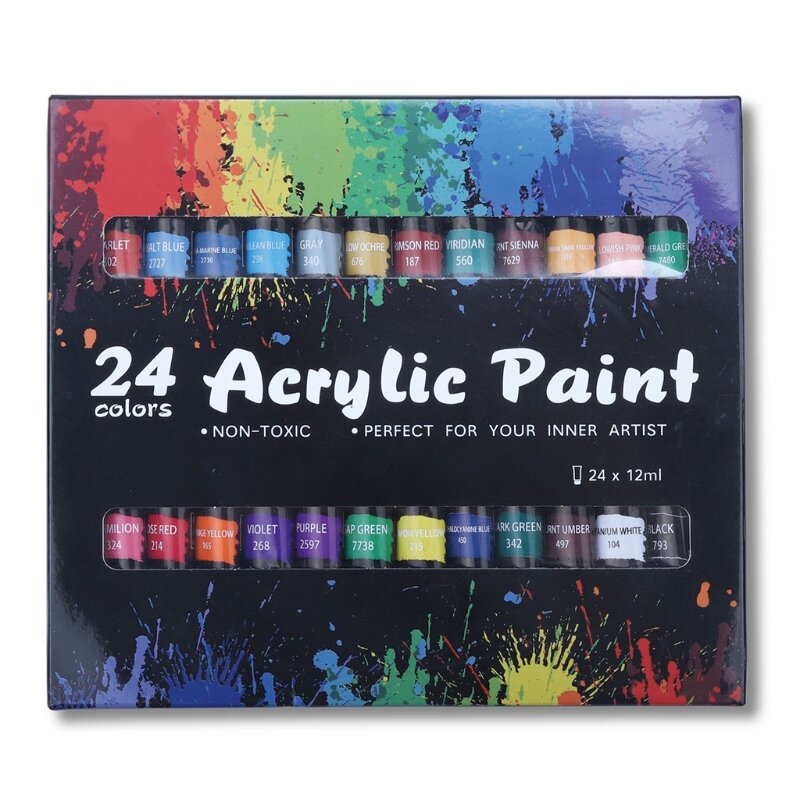 24 Tubes Acrylic Paint Set Easter Egg Coloring Supplies for DIY Drawing