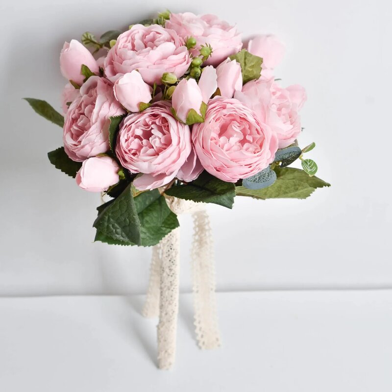 Buket bunga buatan pernikahan pengantin wanita, Aksesori pernikahan buket pengantin memegang bunga dekorasi pernikahan