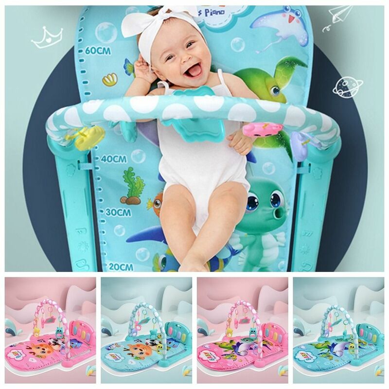 Plastic Music Rack Play Mat Cute With Piano Keyboard Sea Infant Fitness Crawling Mat With Hanging Toys Animal Early Education