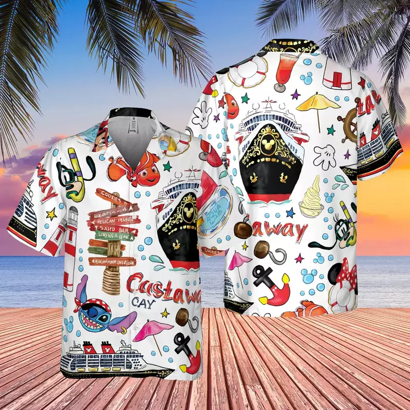 Гавайская рубашка Disney круиз, мужская рубашка на пуговицах, гавайская рубашка с Микки круиз, гавайская рубашка Disneyland с Микки и друзьями, гавайская рубашка