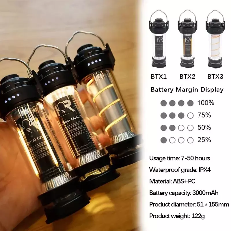 BATOT 3000mAh LED campeggio luce USB ricaricabile 5 modalità di illuminazione torcia tenda lanterna portatile luce di emergenza forniture da campo