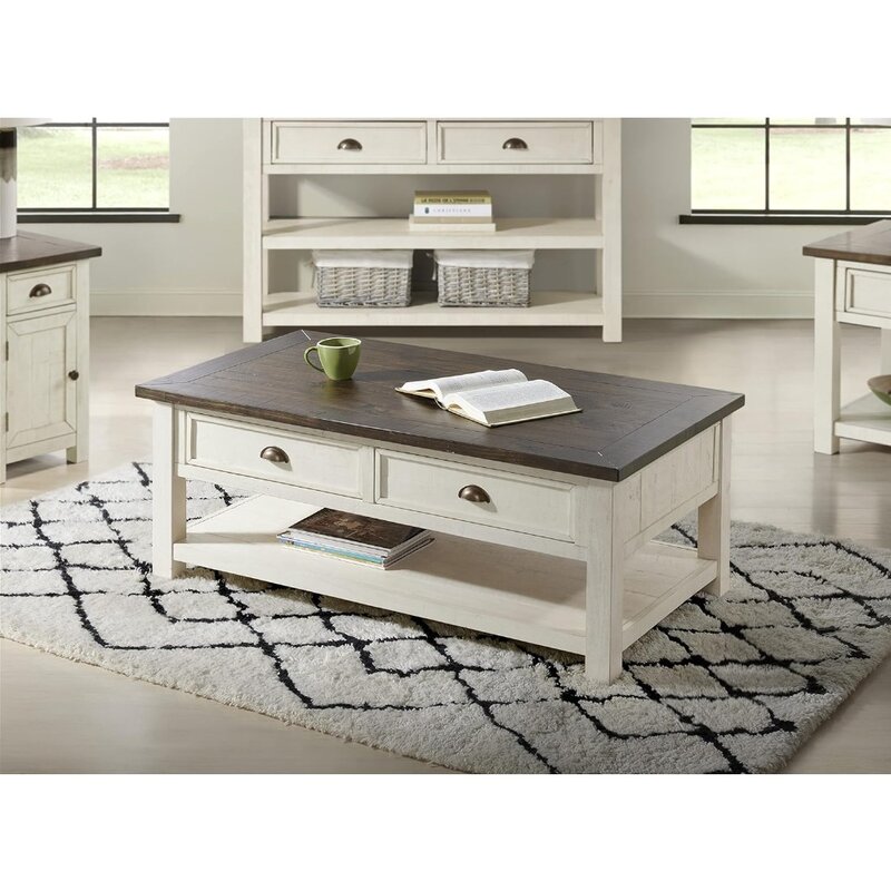 Tea and Coffee Tables for Living Room Chairs Cream White With Brown Top Coffee Table Solid Wood Center Table Salon End of Tables