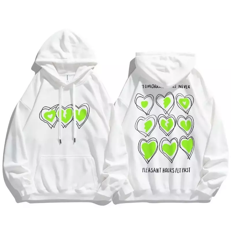 Nova moda streetwear amor treliça impressão hoodies mulheres high street casal plush oversized camisola coreana y2k roupas