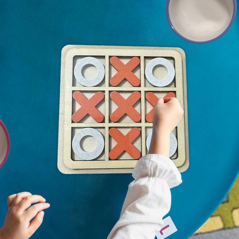 Wooden Board Tic TAC Toe Game Classical Family Children Puzzle Game Interactive Toys for Adults Indoor Outdoor Holiday Gifts