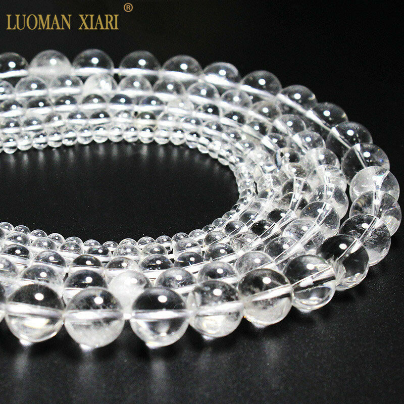 Perline di pietra di quarzo di cristallo di roccia trasparente naturale al 100% all'ingrosso per gioielli che fanno collana di braccialetti fai da te 4/6/8/10/12 mm15.5''