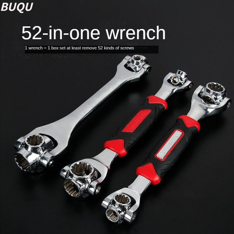 BUQU 52-in-1 Universal Wrench Socket Wrench Multifunction Wrench Tool with 360 Degree Rotating Head for Home and Car Repair